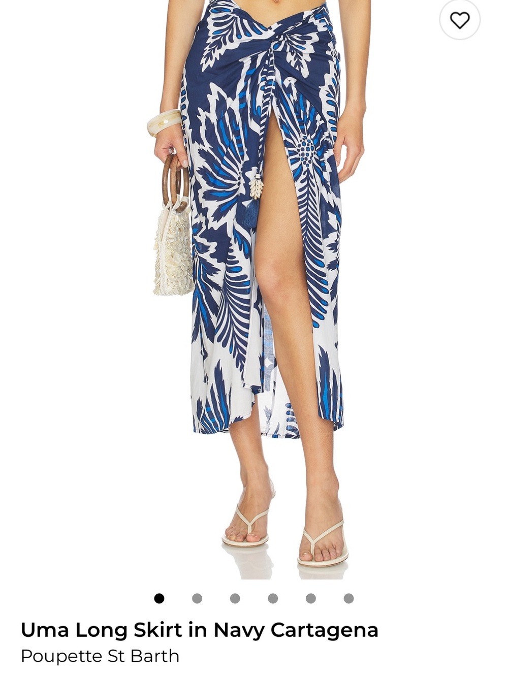 Poupette St. Barth Navy and White Floral Tie-Front Swim Sarong